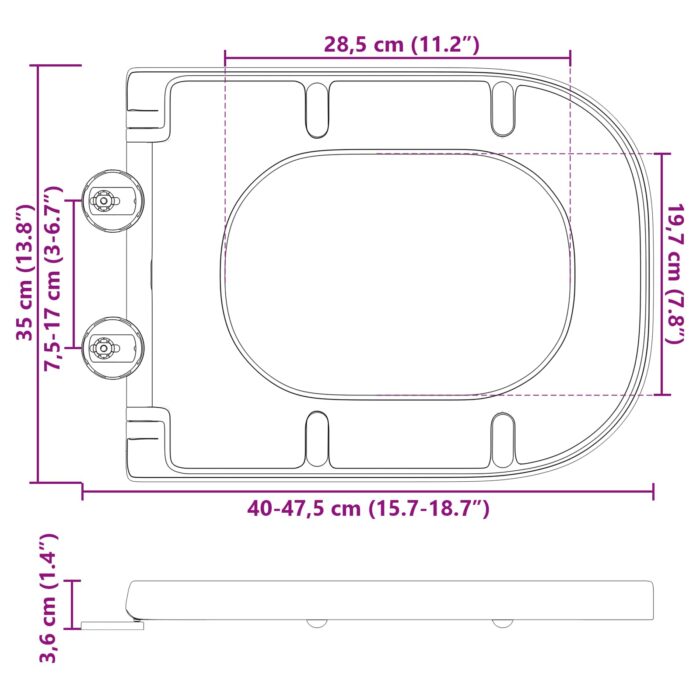 Toilettensitz Anthrazit 47,5 x 35 x 3,6 cm Duroplast – Bild 11