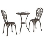 Garten Bistro Set 3 pcs Bronze Aluminium – Bild 3