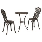 Garten Bistro Set 3 pcs Bronze Aluminium – Bild 2