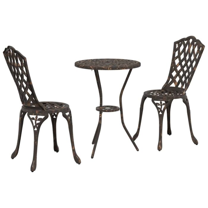Garten Bistro Set 3 pcs Bronze Aluminium – Bild 2