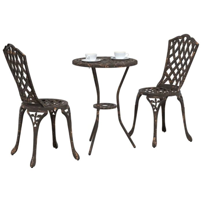 Garten Bistro Set 3 pcs Bronze Aluminium – Bild 3