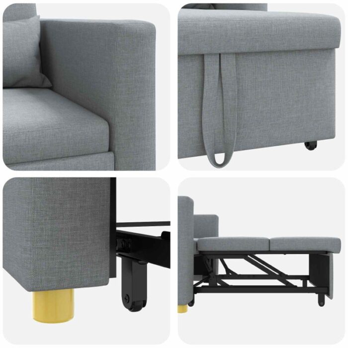 Pull out Sofa Bed Single Hellgrau 90 x 165 x 87 cm Stoff – Bild 8