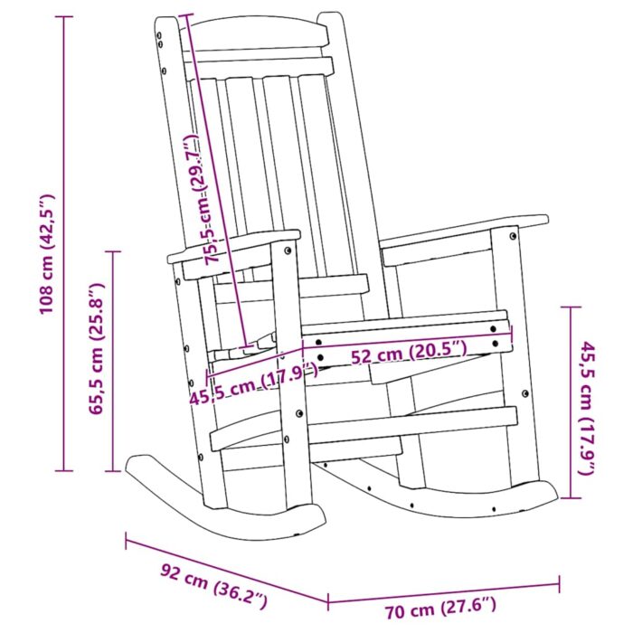 Schaukelstuhl für den Garten Weiss 92 x 70 x 108cm HDPE – Bild 11