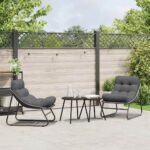 gartenmöbel mit Kissen 2 pcs Schwarz 60,5 x 81 x 71 cm