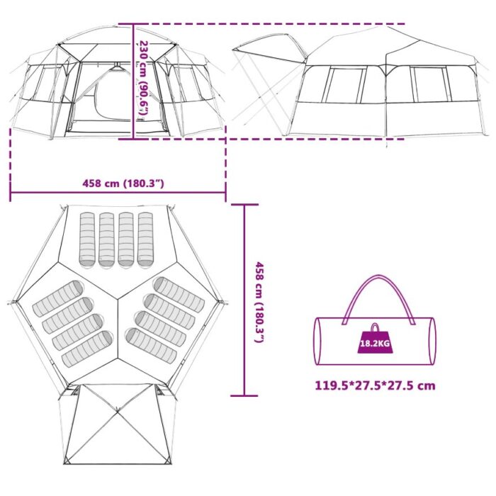 Schnell aufbaubares Zelt mit Regenschutz für 12 Personen und schnellen Abbau – Bild 12
