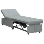 Pull-Out Schlafsofa Hellgrau 194 x 50 x 82 cm Sperrholz