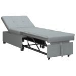 Pull-Out Schlafsofa Hellgrau 194 x 50 x 82 cm Sperrholz