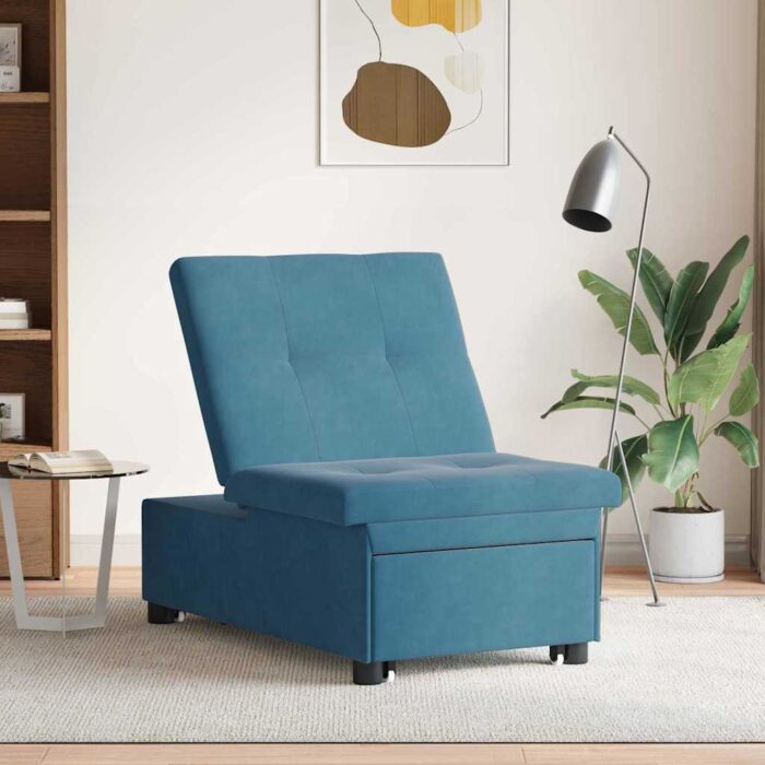Schlafsofa Blau 194 x 67 x 82 cm Samt – Bild 3
