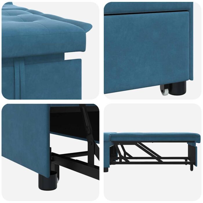 Schlafsofa Blau 194 x 67 x 82 cm Samt – Bild 7
