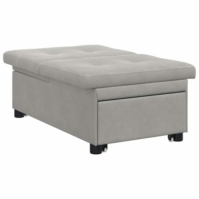 Pull-Out Schlafsofa Hellgrau 194 x 67 x 82 cm Mikrofaser – Bild 4