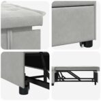 Pull-Out Schlafsofa Hellgrau 194 x 67 x 82 cm Mikrofaser – Bild 7