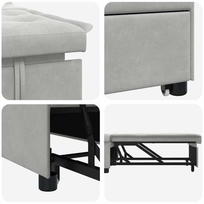 Pull-Out Schlafsofa Hellgrau 194 x 67 x 82 cm Mikrofaser – Bild 7