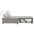 Pull-Out Schlafsofa Hellgrau 194 x 67 x 82 cm Mikrofaser – Bild 8