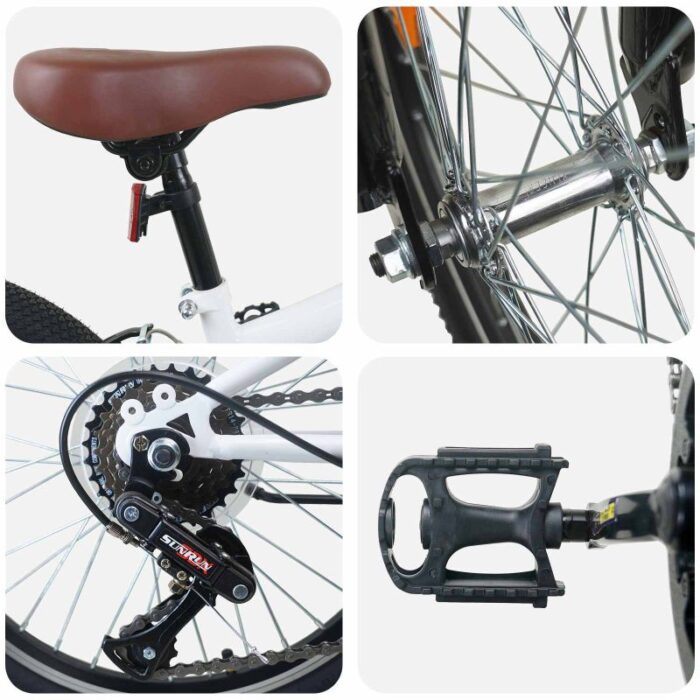 Kids Mountain Bike 20 Zoll 6-Speed für 5-8 Jahre alt Weiss – Bild 4