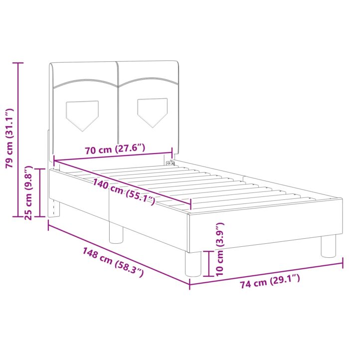 Kinderbettgestell mit Kopfteil Hellgrau 70 x 140 cm Stoff – Bild 10