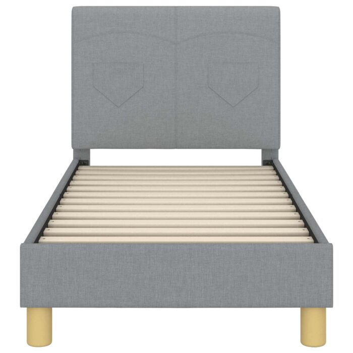 Kinderbettgestell mit Kopfteil Hellgrau 70 x 140 cm Stoff – Bild 5