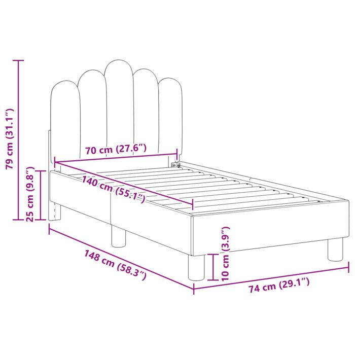 Kinderbettgestell mit Kopfteil Hellgrau 70 x 140 cm Stoff – Bild 10