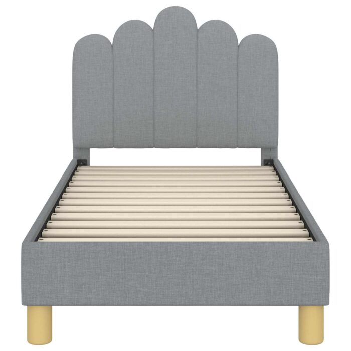 Kinderbettgestell mit Kopfteil Hellgrau 70 x 140 cm Stoff – Bild 5