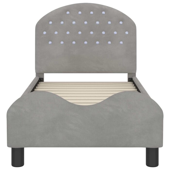 Kinderbettgestell mit Kopfteil Hellgrau 70 x 140 cm Samt – Bild 5