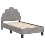 Kinderbettgestell mit Kopfteil Hellgrau 70 x 140 cm Samt – Bild 4