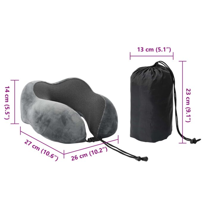 Reisekissen für den Hals mit Kissen Grau 27 x 26 x 14 cm Samt – Bild 13
