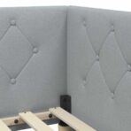 Eckbettgestell mit Kopfteil Hellgrau 80 x 200 cm Stoff – Bild 8