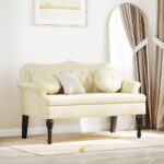 Chesterfield Bench Creme 120,5 x 65 x 75 cm Kunstleder