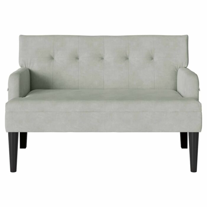 Chesterfield Bench Hellgrau 112 x 65,5 x 75 cm Samt – Bild 4