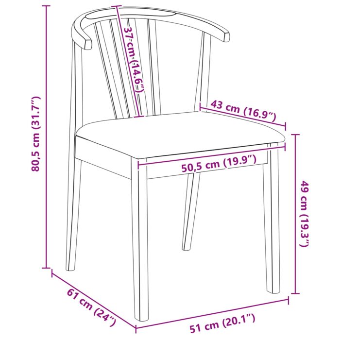 Esszimmerstuhl 2 pcs Hellbraun und hell Solides Gummiholz – Bild 11