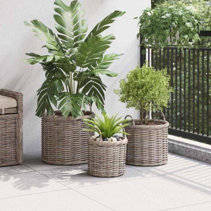 Blumentopfkorb mit Speicher 3 pcs Grau – Bild 3