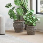 Blumentopfkorb mit Speicher 2 pcs Grau Lacak Rattan