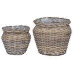 Blumentopfkorb mit Speicher 2 pcs Grau Lacak Rattan – Bild 2