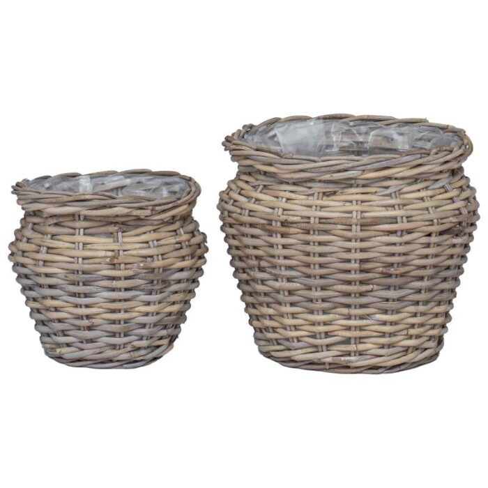 Blumentopfkorb mit Speicher 2 pcs Grau Lacak Rattan – Bild 2