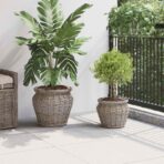 Blumentopfkorb mit Speicher 2 pcs Grau Lacak Rattan – Bild 3