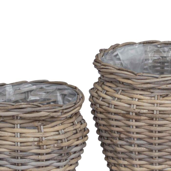 Blumentopfkorb mit Speicher 2 pcs Grau Lacak Rattan – Bild 7