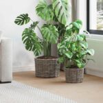 Blumentopf Korb mit Speicher 2 pcs Grau