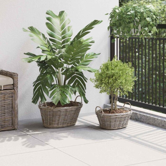 Blumentopfkorb mit Speicher 2 pcs Grau Lacak Rattan – Bild 3