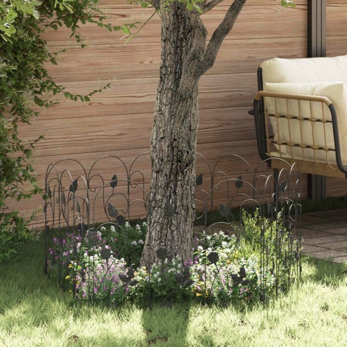 Gartenzaun Spalier Schwarz 307 x 54,5 x 0,3 cm – Bild 3