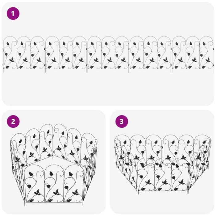 Gartenzaun Spalier Schwarz 307 x 54,5 x 0,3 cm – Bild 7