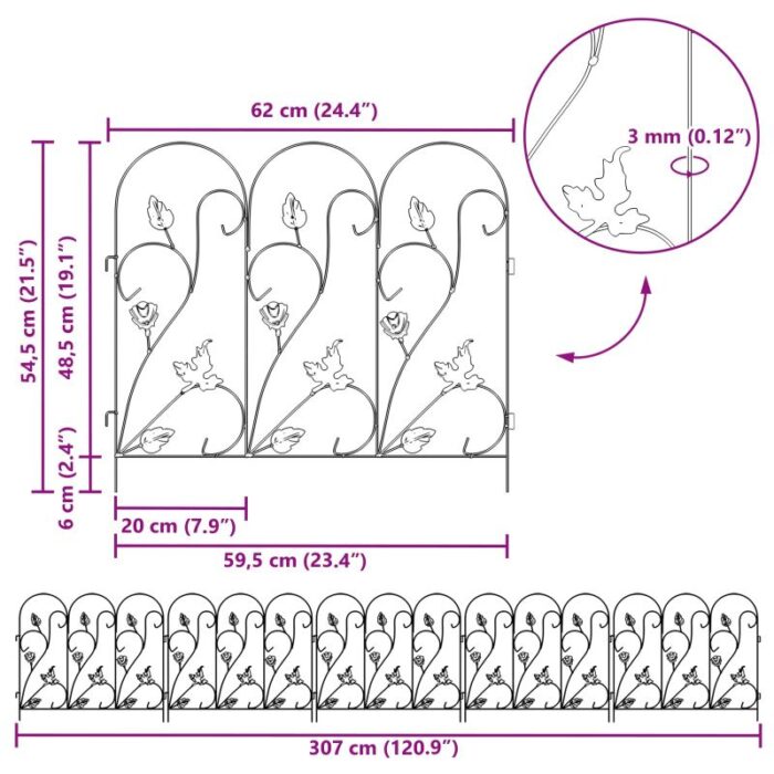 Gartenzaun Spalier Schwarz 307 x 54,5 x 0,3 cm – Bild 9