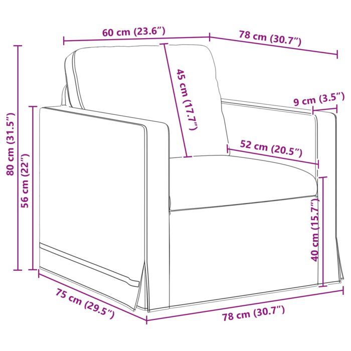 Sofa Hellgrau Gesamtabmessungen: 78 x 78 x 80 cm (B x T x H) – Bild 9