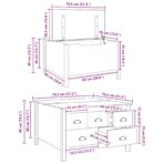 Couchtisch Honigbraun 79,5 x 79,5 x 49 cm Massivholz Kiefer – Bild 11