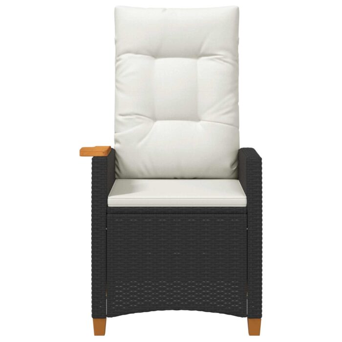 Liegestuhl mit Teeteller Schwarz 62 x 64 x 112 cm Poly-Rattan – Bild 2