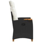 Liegestuhl mit Teeteller Schwarz 62 x 64 x 112 cm Poly-Rattan – Bild 3