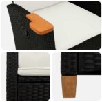 Liegestuhl mit Teeteller Schwarz 62 x 64 x 112 cm Poly-Rattan – Bild 5