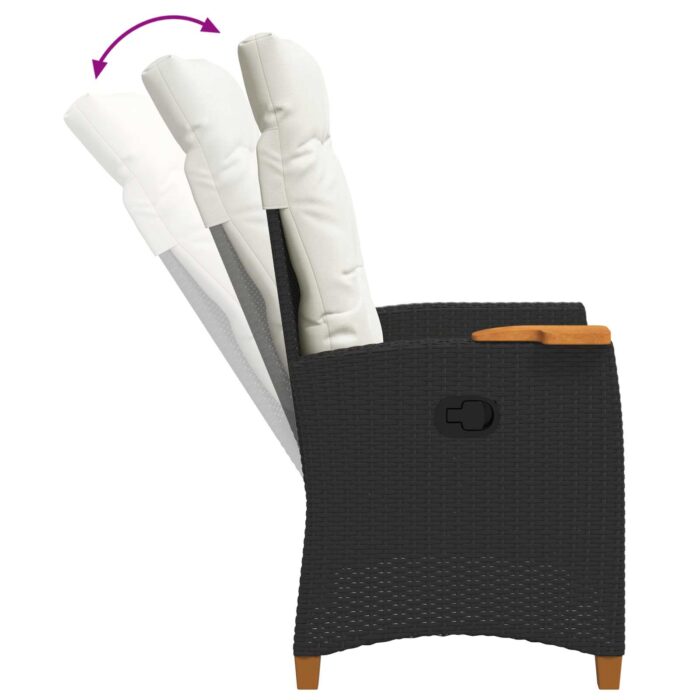 Liegestuhl mit Teeteller Schwarz 62 x 64 x 112 cm Poly-Rattan – Bild 6