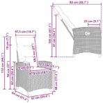 Liegestuhl mit Teeteller Schwarz 62 x 64 x 112 cm Poly-Rattan – Bild 9