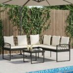 Garten-Sofaset mit Kissen 2 pcs Grau Polyrattan und Stahl