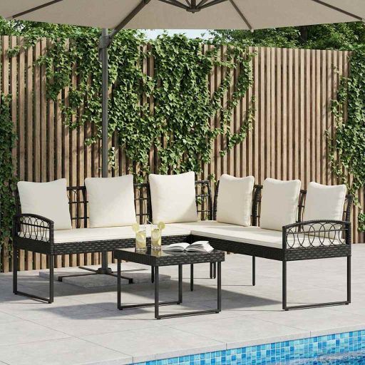 42026820_1.jpg Garten-Sofaset mit Kissen 2 pcs Grau Polyrattan und Stahl – Bild 1