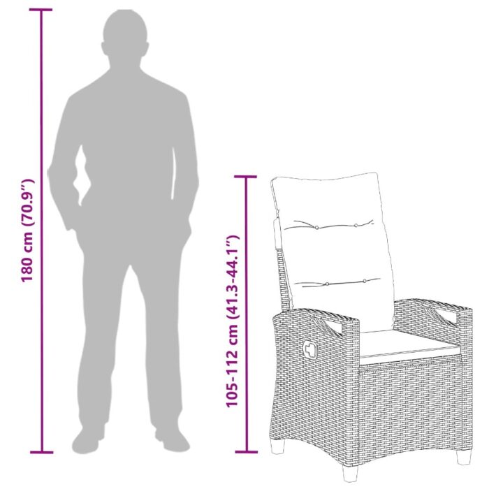 Gartenstuhl 2 pcs Schwarz und Creme 56 x 60 x 112 cm – Bild 13